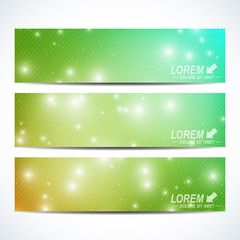 Poster - Set of the vector horizontal banners.  Background science, connection, chemistry, biology, medicine, technology. Modern design