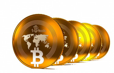 Poster - bit coin BTC the new virtual mone, 3d render