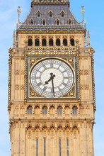 Big Ben Close Up In London, Blue Sky