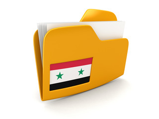 Poster - folder and lists with Syrian Flag. Image with clipping path