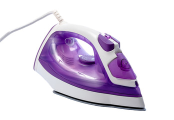 Modern electric iron on white background