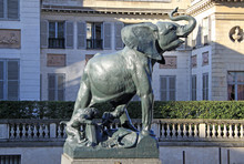 PARIS, FRANCE -18 DECEMBER 2011: Elephant Statue In Front Of Museum D'Orsay In Paris