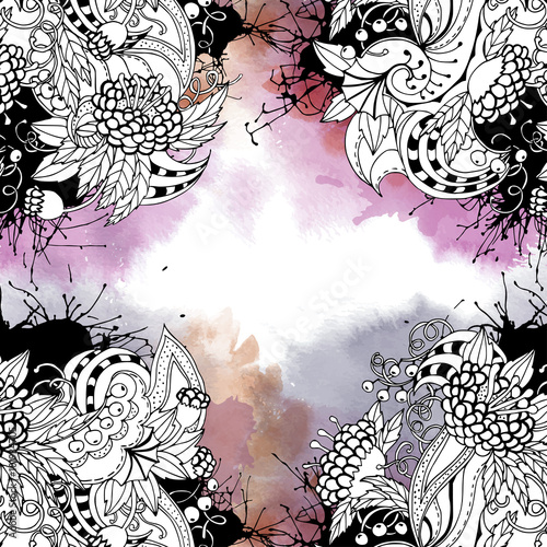 Abstract Creative Background With Floral Design Element Drawn With