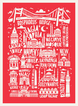 Typographic Vector Touristic Hand Drawn Istanbul City Poster