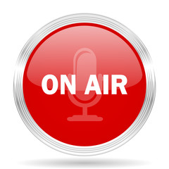 Poster - on air red glossy circle modern web icon