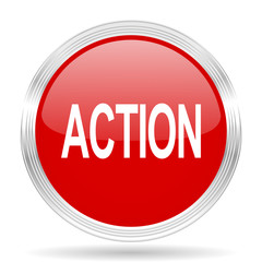 Aufkleber - action red glossy circle modern web icon