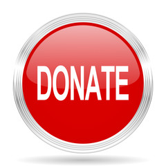 Poster - donate red glossy circle modern web icon