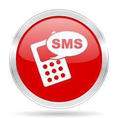 Poster - sms red glossy circle modern web icon