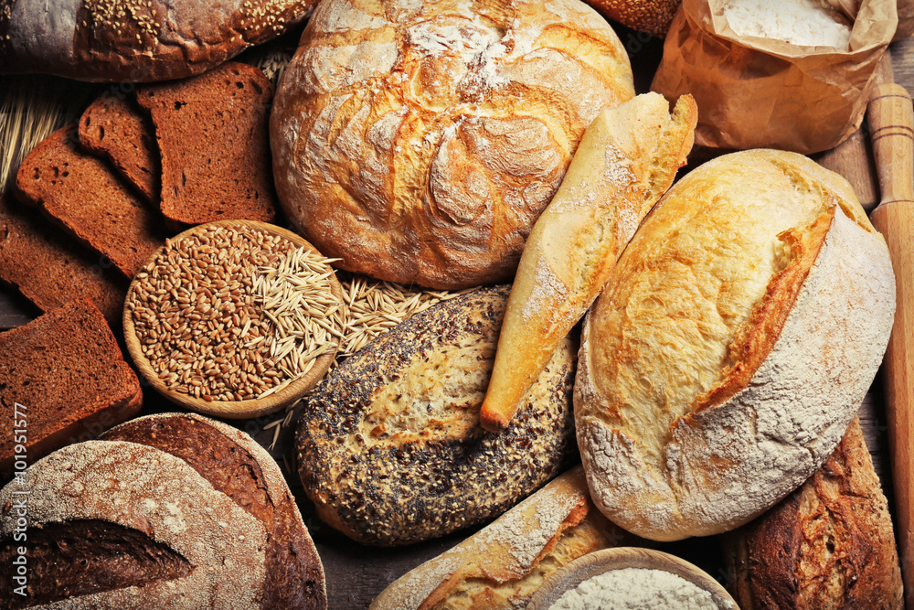 Background of fresh baked bread, close-up