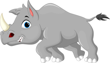 Wall Mural - Cute angry rhino cartoon