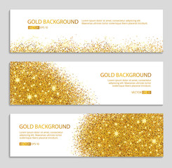 Wall Mural - Gold banner with glitter background 1