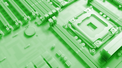 Poster - piece of computer hardware element,  3d render of motherboard circuit