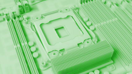 Poster - piece of computer hardware element,  3d render of motherboard circuit