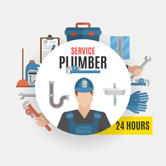 Wall Mural - Plumber Service Design Concept