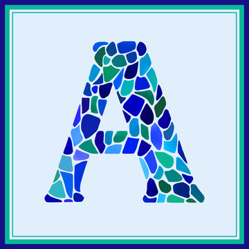 A letter - Green Watercolor mosaic - vector Illustration