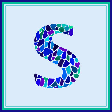 S letter - Green Watercolor mosaic - vector Illustration