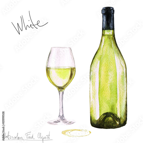 biale-wino-butelka-i-kieliszek-akwarela