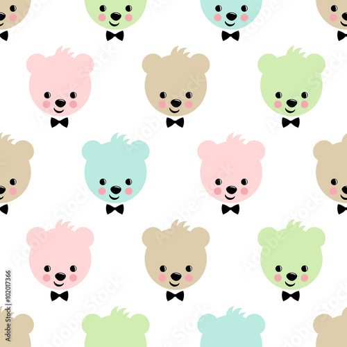 Teddy bear seamless pattern. Cute vector background with ...