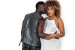 African man portrait kissing on cheek his pregnant girlfriend