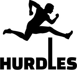 Canvas Print - Hurdles with man silhouette