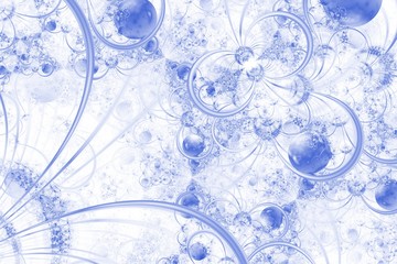 Wall Mural - Blue fractal background with rings and orbs