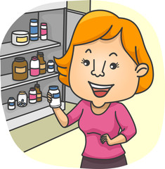 Poster - Girl Check Medicine Cabinet