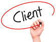 © netsay - Man Hand writing Client  with black marker on visual screen