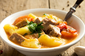 Canvas Print - stew with meat and vegetables