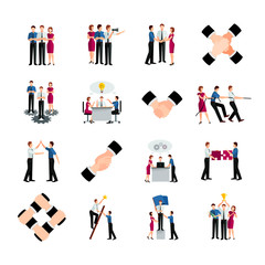 Canvas Print - Flat Color Teamwork Icons Set