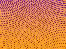 Simple Retro Wavy Halftone Pattern Of Purple Stars On An Orange