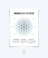 Wall Mural - Brochure, flyer with 3D sphere of geometric shapes. Vector illus