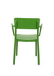 Green Plastic Outdoor Cafe Chair on White Background, Rear View