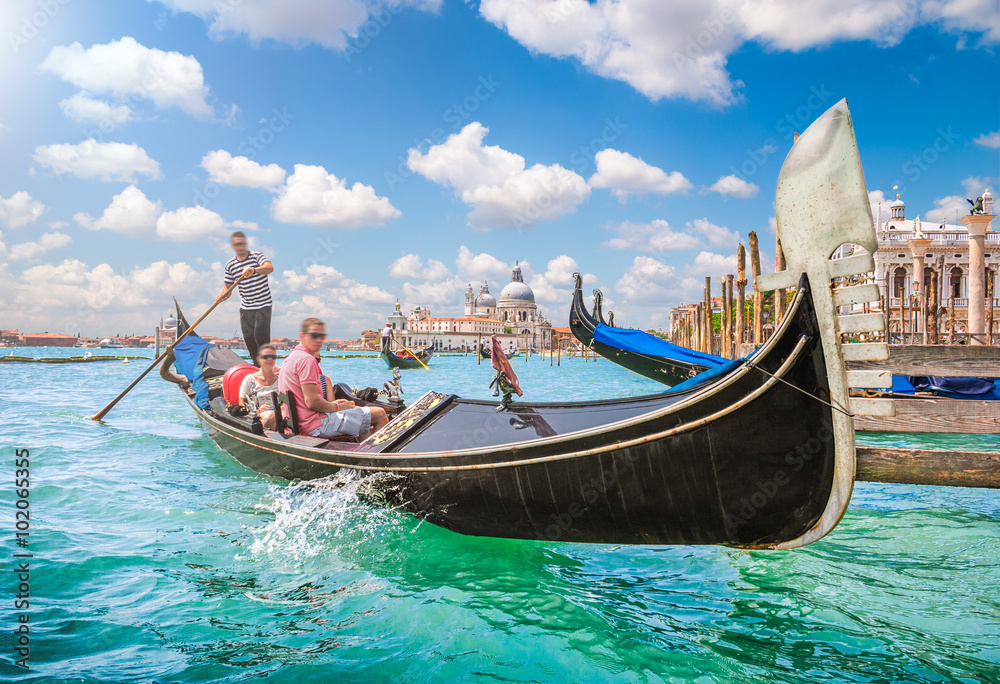 Gondola on Canal Grande in Venice, Italy - obrazy, fototapety, plakaty 