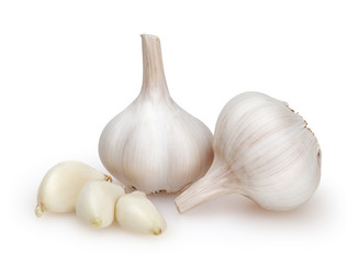 Garlics isolated on white background with clipping path