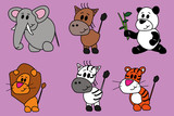 Fototapeta Pokój dzieciecy - Elephant, lion, tiger, panda animals