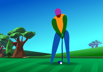 Wall Mural - golfer on golf course
