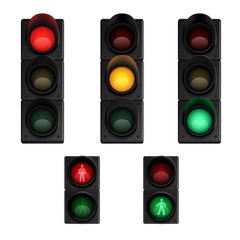 Sticker - Trafic lights realistic pictograms set