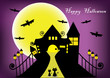 happy halloween day on violet background