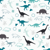 Fototapeta Dinusie - Silhouettes of dinosaurs.