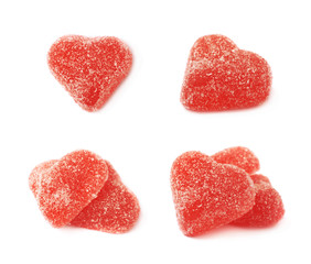 Wall Mural - Red heart shaped candy isolated