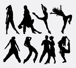 Sticker - Cool dancing 4, man and woman dancer profession activity silhouette. Good use for symbol, web icon, logo, sign, sticker, game elements, or any design you want. Easy to use.