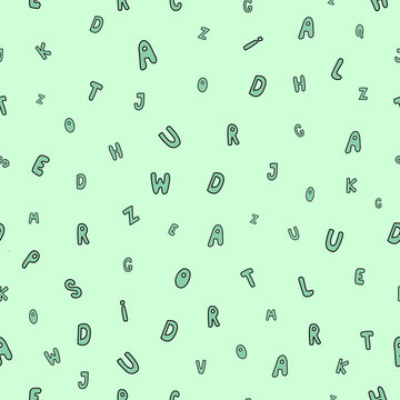 Seamless pattern with cute cartoon letters