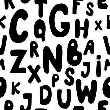 Seamless pattern with cute cartoon letters.