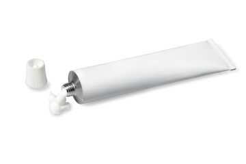 a tube of white color on a white background