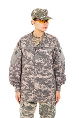 Poster - Girl - soldier in the military uniform