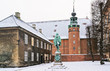 Monument and Tower in Royal Library in Copenhagen in winter