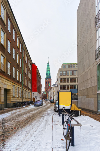 Photo View on Former St Nicholas church in Copenhagen in winter