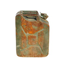 Old Rusty Canister,  Jerrycan Isolated On White Background, With Clipping Path