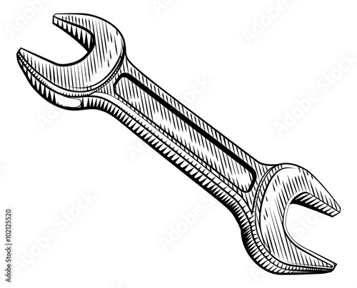 Woodcut Style Spanner