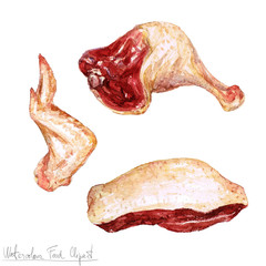 Watercolor Food Clipart - Meat 